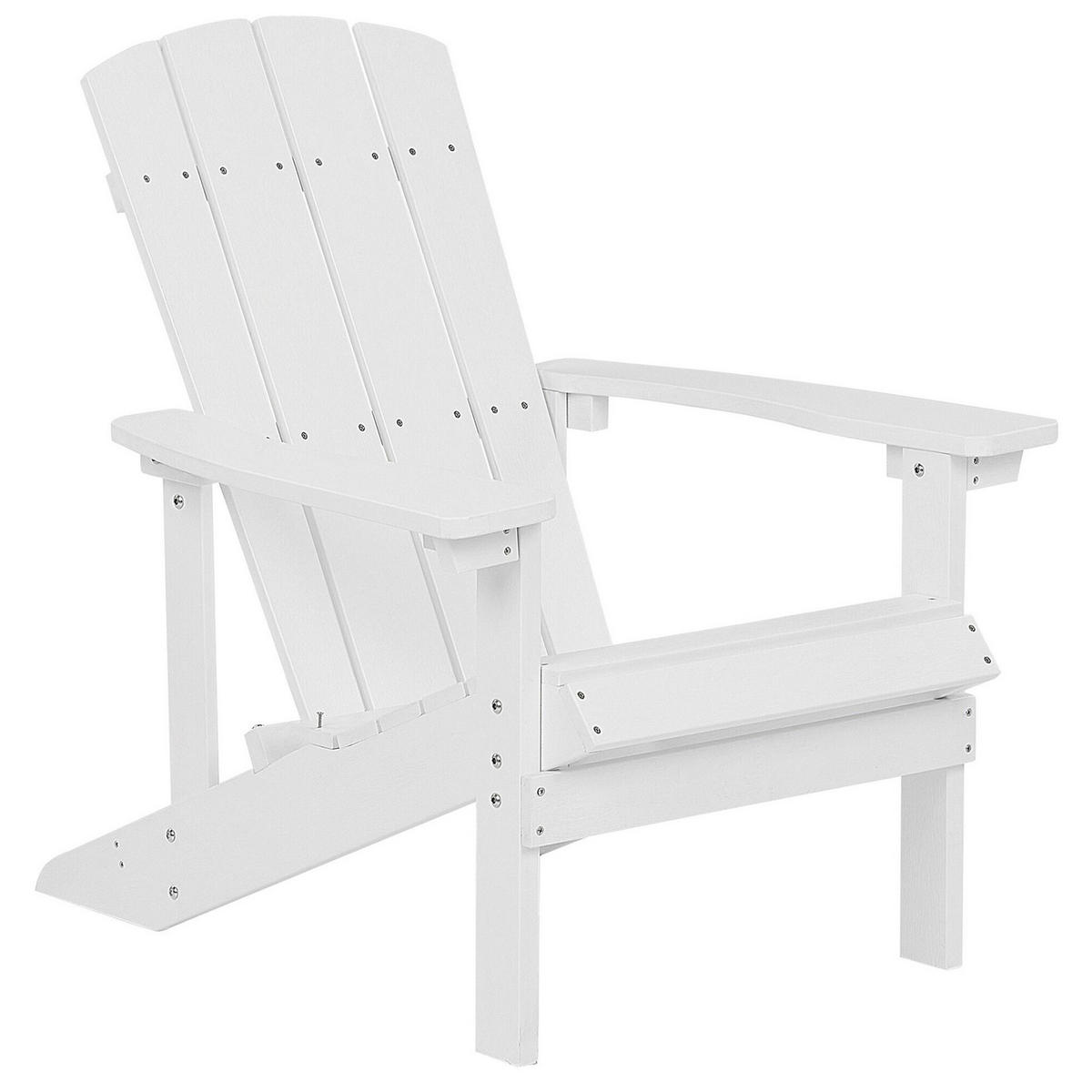 GARTENSTUHL mit Fußhocker Kunstholz weiß Adirondack - Weiß, Kunststoff (75/88/88cm) - Beliani