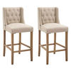 BARHOCKER 2er Set Stoff creme - Creme/Naturfarben, Holz/Textil (56/111/51cm) - CLP