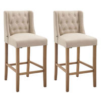 BARHOCKER 2er Set Stoff creme - Creme/Naturfarben, Holz/Textil (56/111/51cm) - CLP