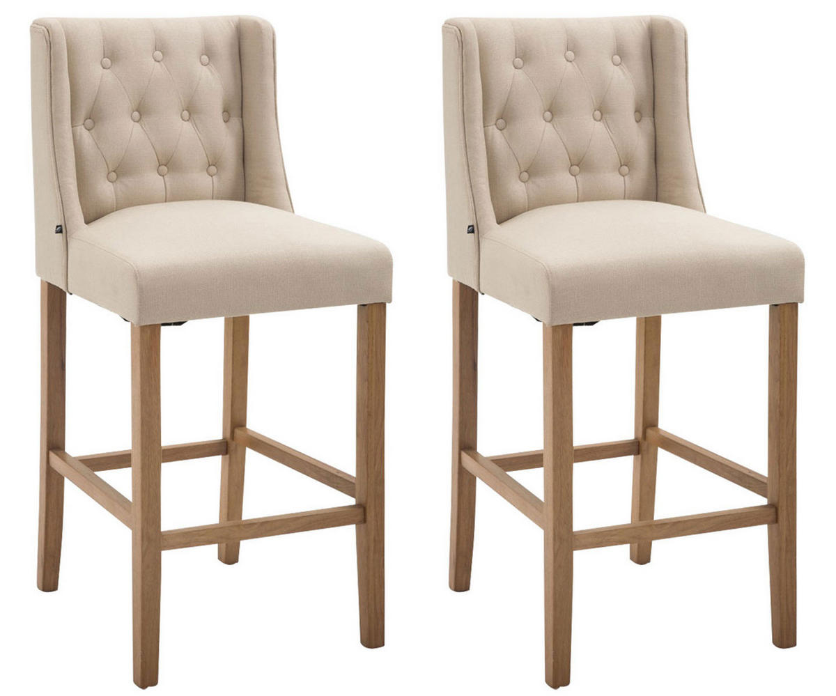 BARHOCKER 2er Set Stoff creme - Creme/Naturfarben, Holz/Textil (56/111/51cm) - CLP