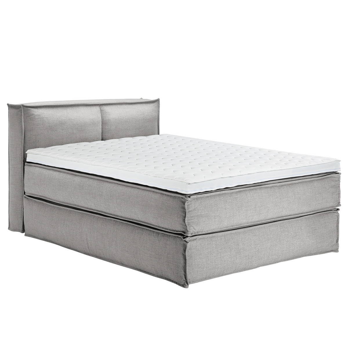 BOXSPRINGBETT mit Kopfteil - Premium - Grau, Textil (140/220cm) - home24