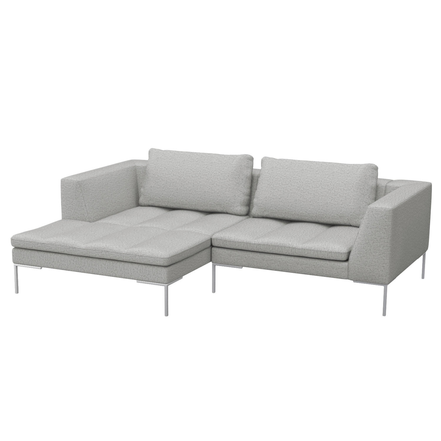 ECKSOFA mit breitem Ottomane - Webstoff - Chromfarben/Hellgrau, Textil/Metall (244/170cm) - home24