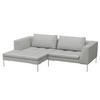 ECKSOFA mit breitem Ottomane - Webstoff - Chromfarben/Hellgrau, Textil/Metall (244/170cm) - home24