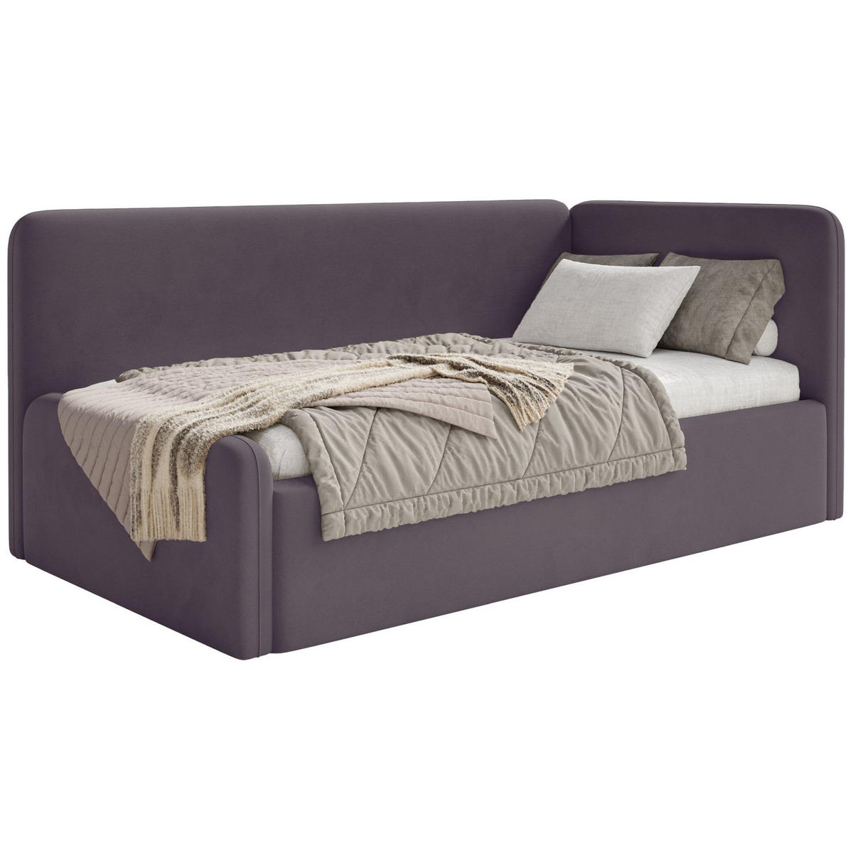 JUGENDBETT Fanko Samt Violett 90x200 cm - Lila/Schwarz, Kunststoff/Textil (90/200cm) - Selsey
