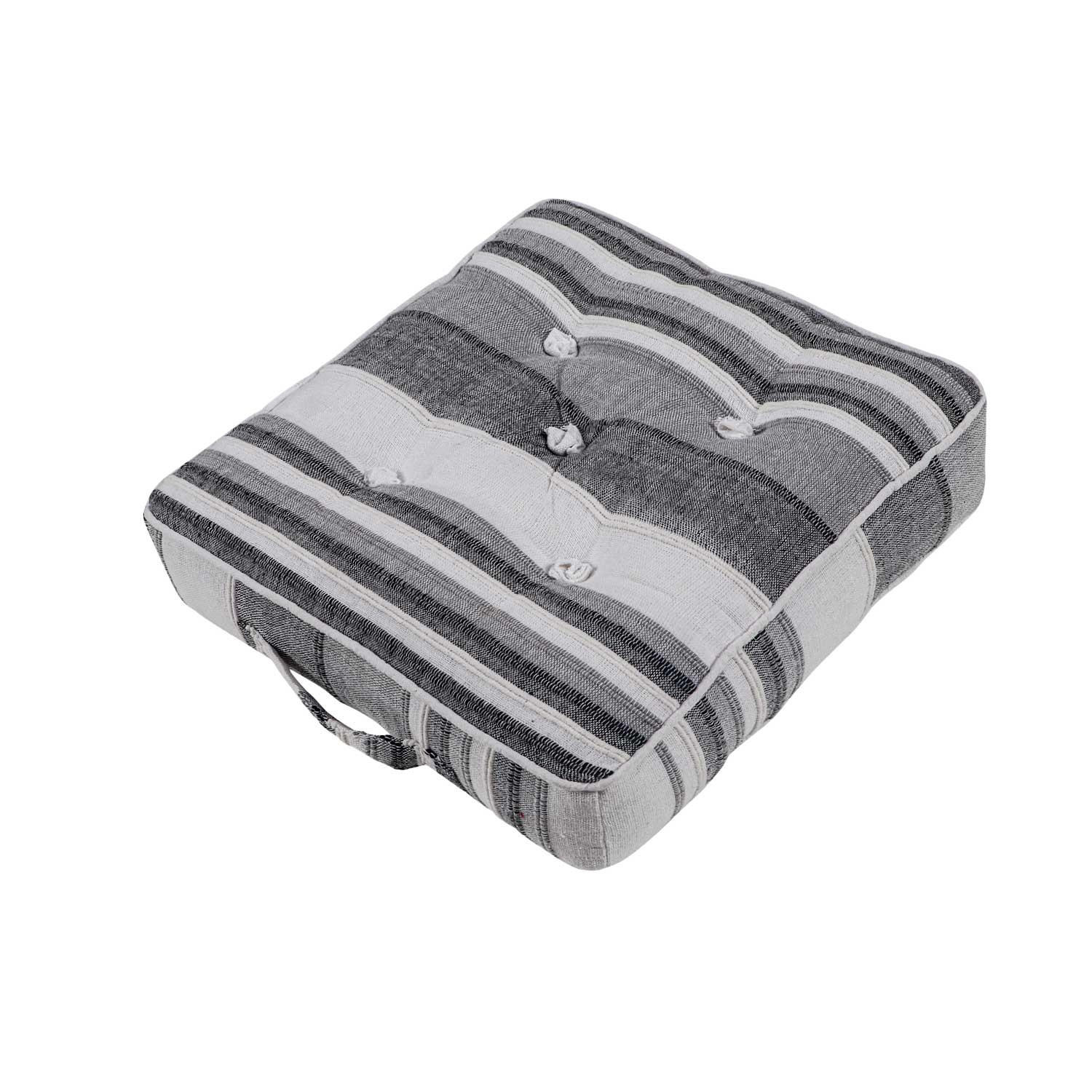 SITZKISSEN Morocco grau gestreift 40/40/8 cm - Grau, Textil (40/40/8cm) - Homescapes