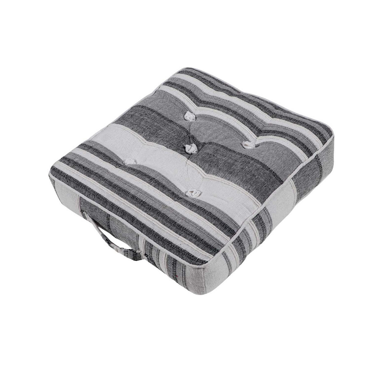 SITZKISSEN Morocco grau gestreift 40/40/8 cm - Grau, Textil (40/40/8cm) - Homescapes