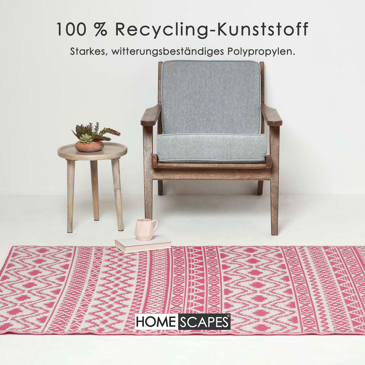 OUTDOORTEPPICH Tia mit Ethno-Muster 180/270 cm - Pink, Kunststoff (180/270cm) - Homescapes