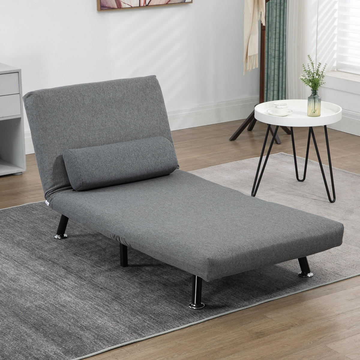 SCHLAFSESSEL Klappsessel mit Bettfunktion Schlafsofa mit Verstellbar Rückenlehne - Dunkelgrau/Schwarz, Textil/Metall (70/75/75cm) - HOMCOM