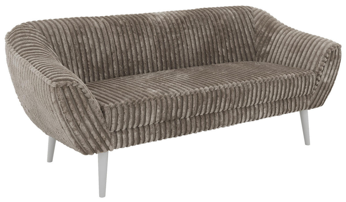 TŘÍMÍSTNÁ POHOVKA PIRS 3 - Světle hnědá Manšestr - Bílé nohy - bílá/světle hnědá, kompozitní dřevo/textil (180/75/74cm) - MKS