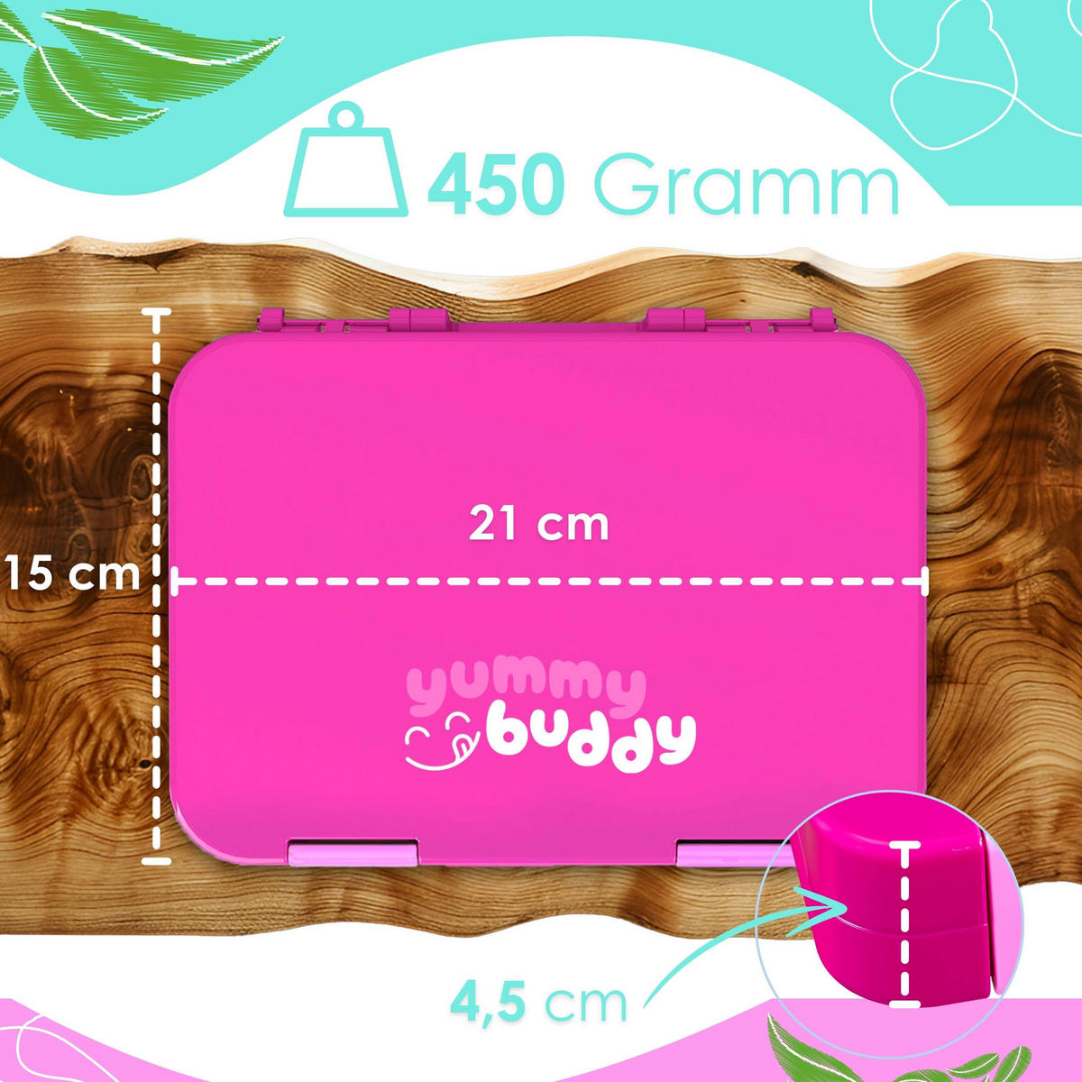 SNACKBOX mit Klick-Verschluss BPA-Frei Tritan Pink - Pink, Kunststoff (15/4.5/21cm) - Ecosa