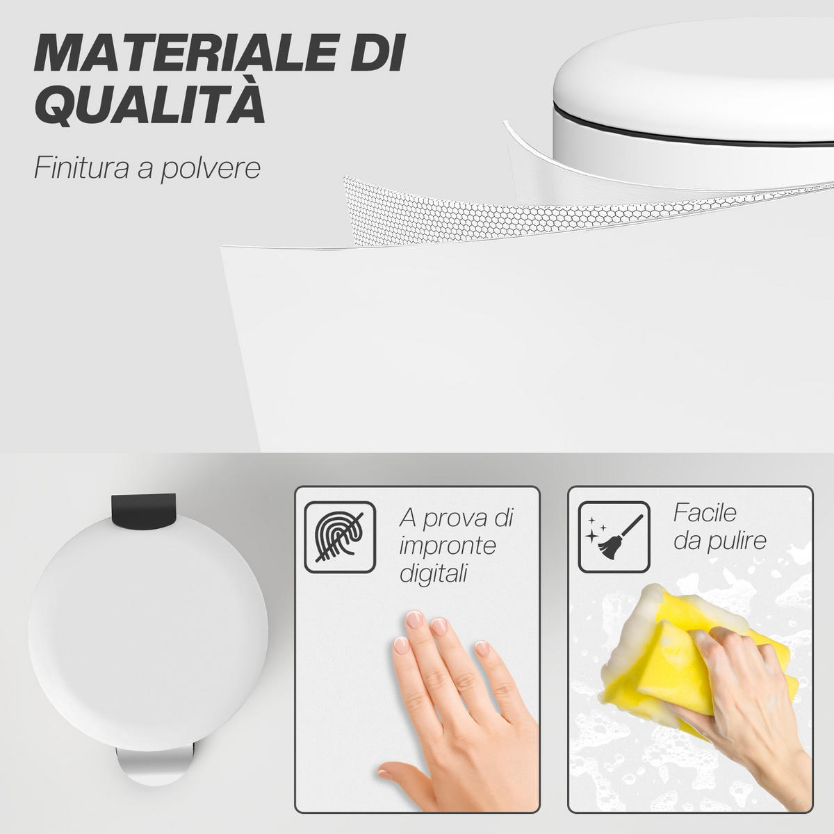 TRETEIMER 30 Liter 36/63,5/30 cm Metall Cremeweiß mit Absenkautomatik für Küche und Büro - Creme, Metall (30/63.5/36cm) - Rolipo