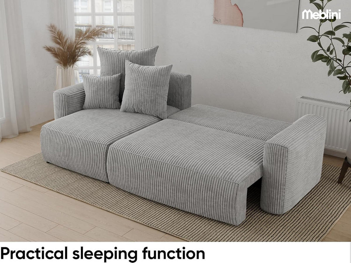 ECKSOFA DAVE L - Hellgrau/Schwarz, Holzwerkstoff (238/87cm) - Meblini