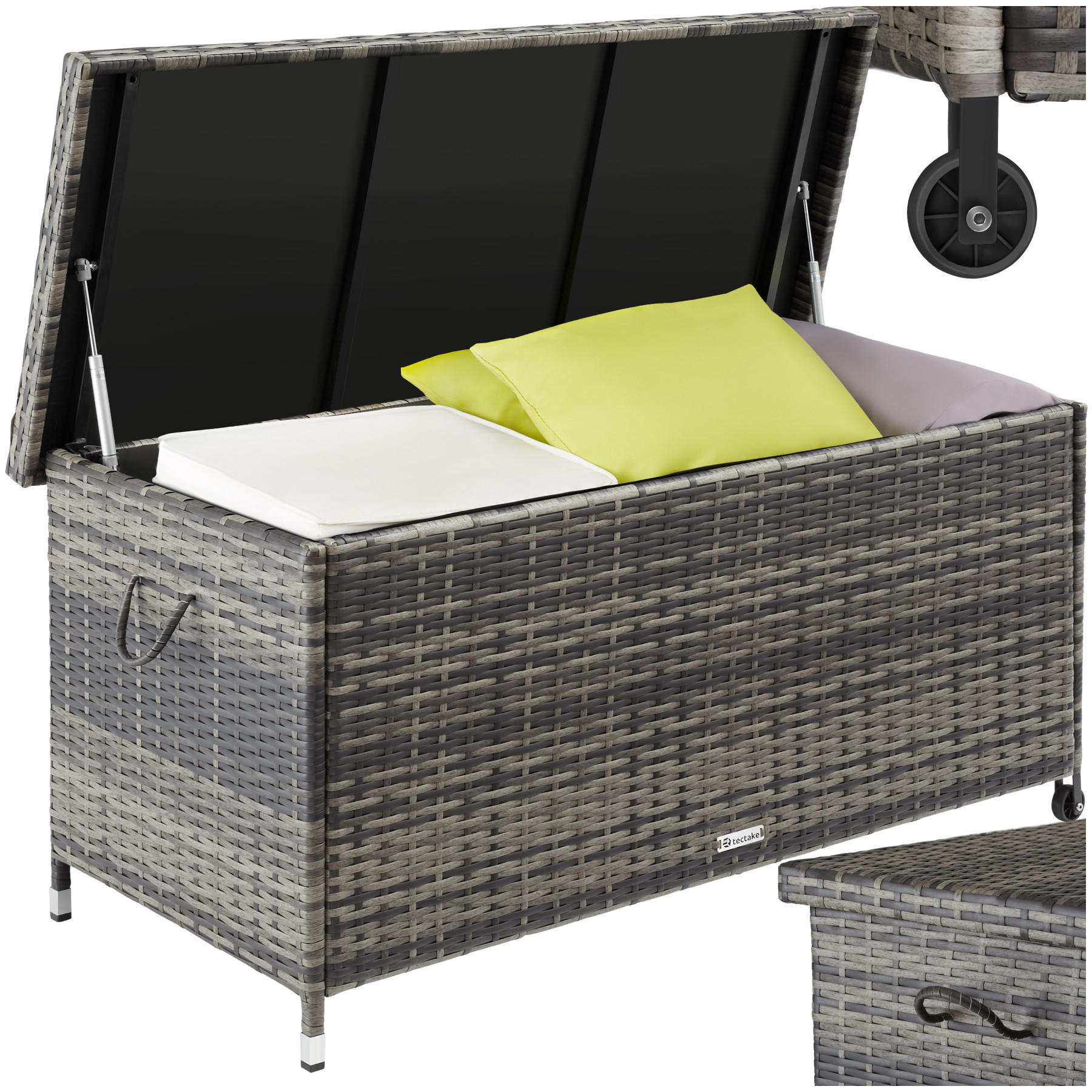 AUFLAGENBOX Kiruna,121 x 56 x 60 cm,grau - Grau, Kunststoff (56/60/121cm) - tectake