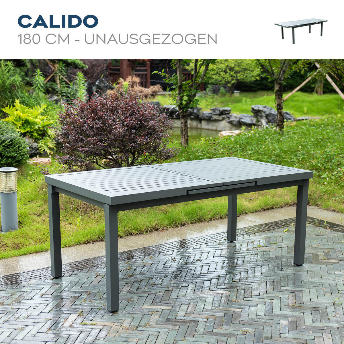 SITZGRUPPE CALIDO MADERA - 9 tlg. - Anthrazit, Metall - Home Deluxe