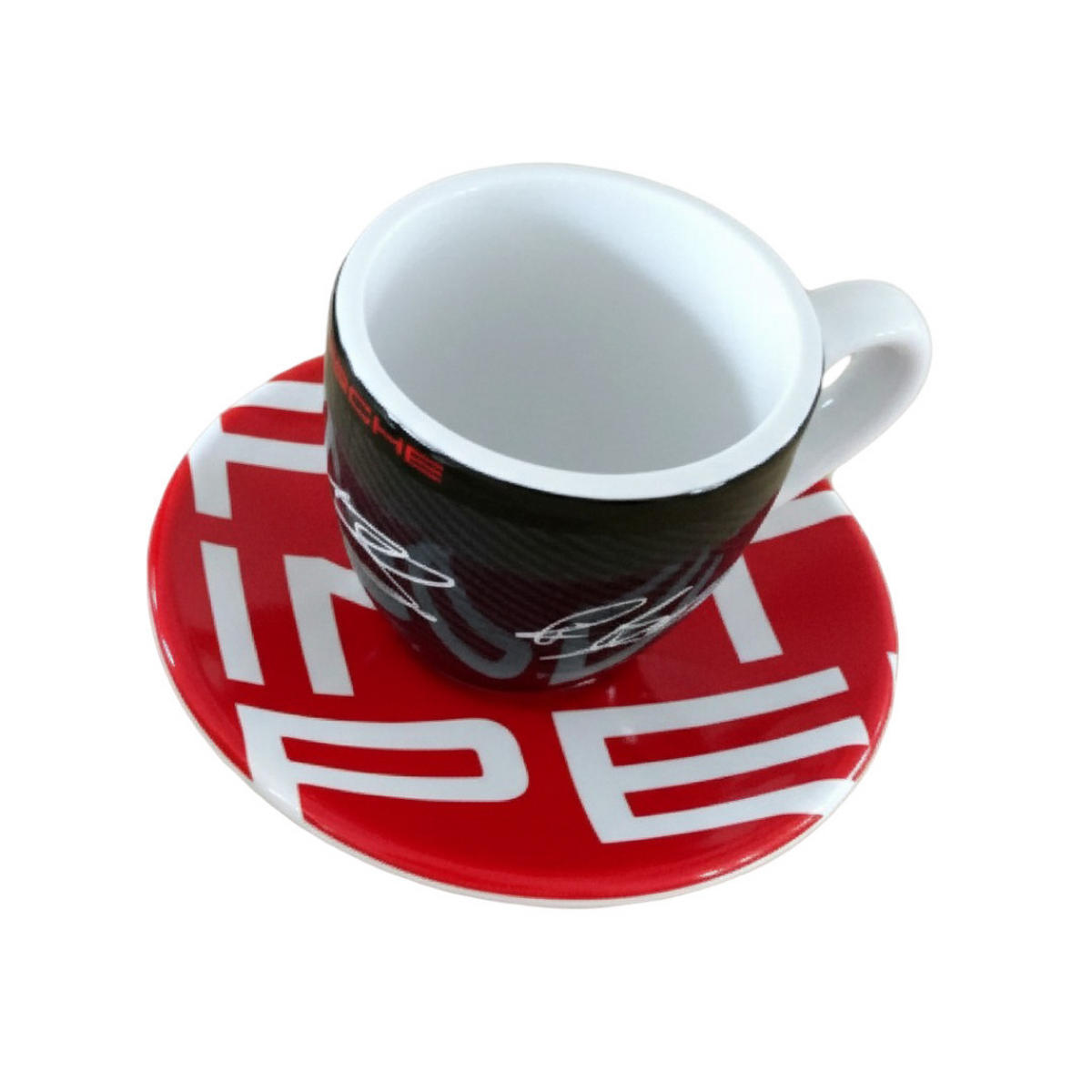 ESPRESSOTASSE Set WAP0504200F Porzellan Schwarz mit Untertasse - Hellrot/Schwarz, Keramik (0.08L) - Porsche