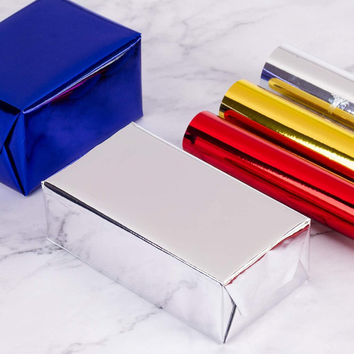 GESCHENKPAPIER Silber Metallic 76 cm x 10 m - Silberfarben, Papier (4/4/76cm)