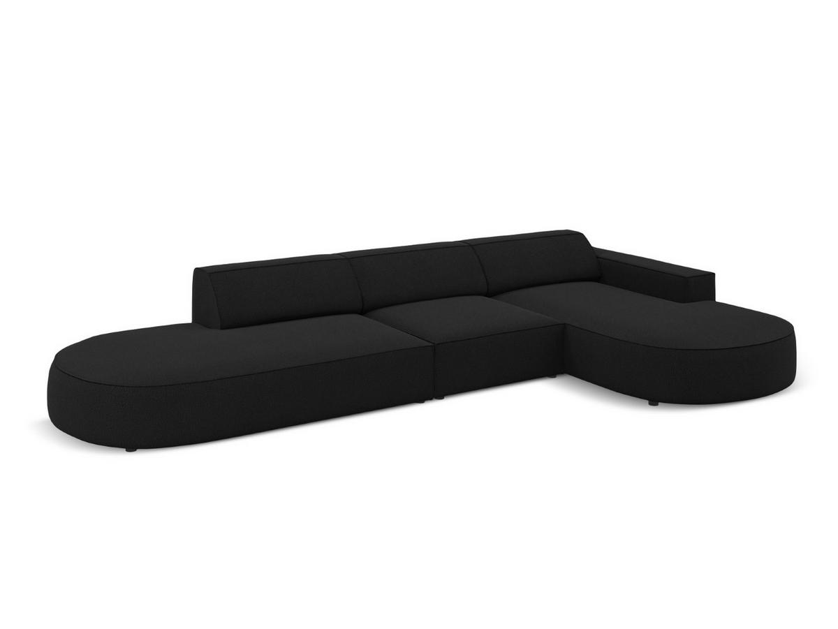 ECKSOFA rechts Jodie aus strukturiertem Stoff schwarz 4 Sitzplätze - Schwarz, Textil (166/342cm) - Micadoni
