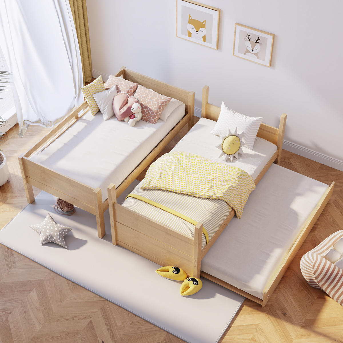 ETAGENBETT mit Ausziehbett 90x200 cm Holz 3-in-1 - Birnbaumfarben, Holz (90/200cm) - Meubliv