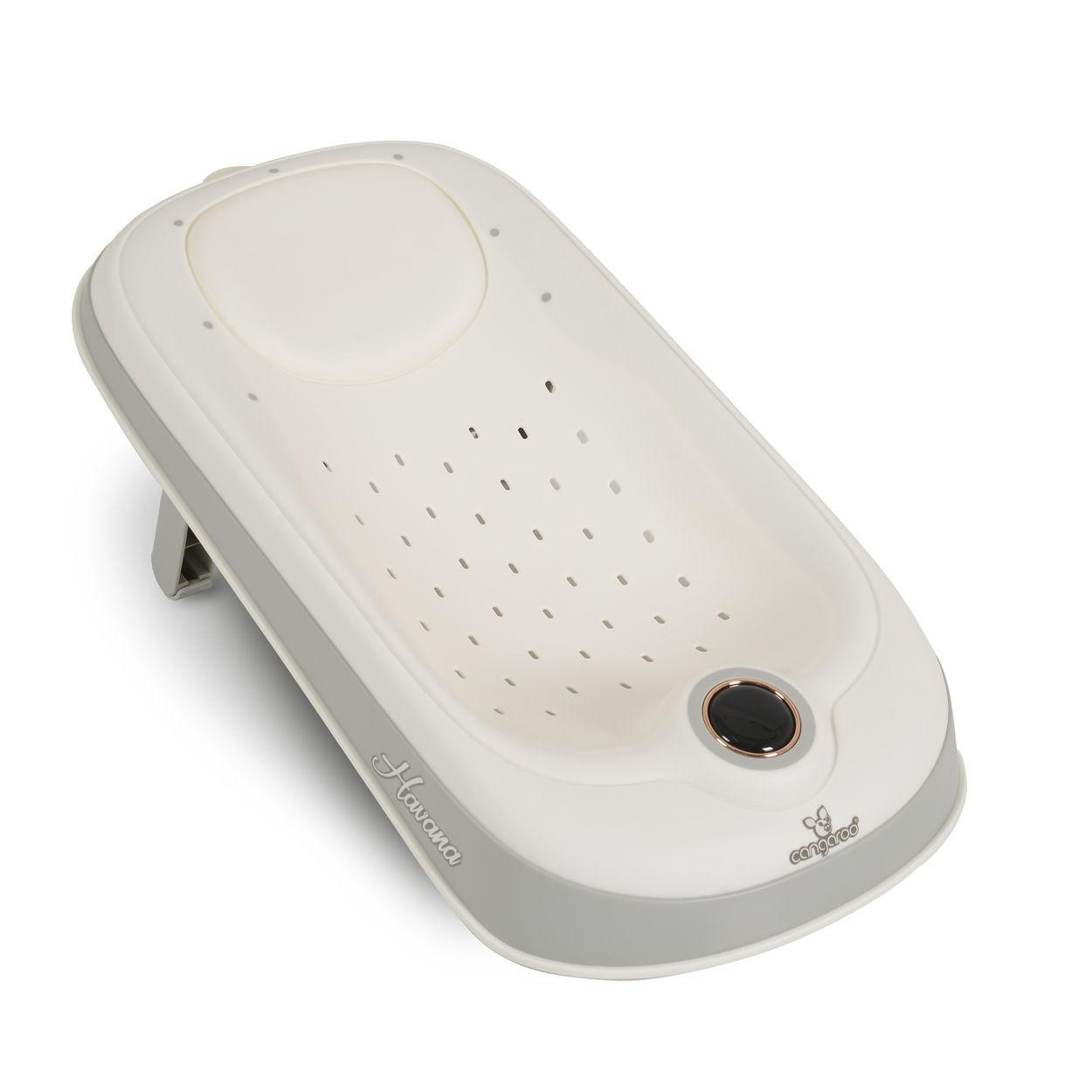 BABYBADEWANNE Sitz Havanna grau Thermometer Liegeposition verstellbar klappbar - Grau, Kunststoff (29/56cm) - Cangaroo