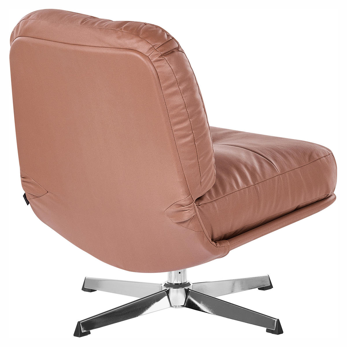 DREHSESSEL mit Fußstütze Stoff Braun Loimaa - Silberfarben/Braun, Textil/Metall (62/77/75cm) - Beliani