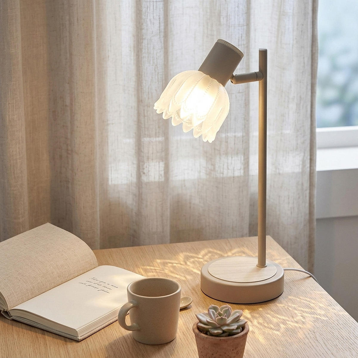 LED TISCHLEUCHTE Metall, Glas, sandfarben, beweglicher Spot - Orange, Glas (17/12/35cm) - Globo Lighting