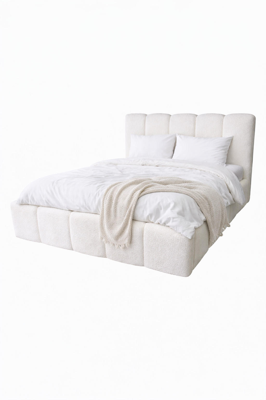 POLSTERBETT CLOUDY mit Bettkasten 180x200,Doppelbett,Lattenrost,Boxspringbett-Optik,ohne Matratze,Schlafzimmer-Hellcreme - Creme, Holz (180/200cm) - Furnistar