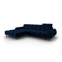 ELEKTRISCHES-ECKSOFA links Alyse aus Samt königsblau 5 Sitzplätze - Blau, Textil (188/295cm) - Micadoni