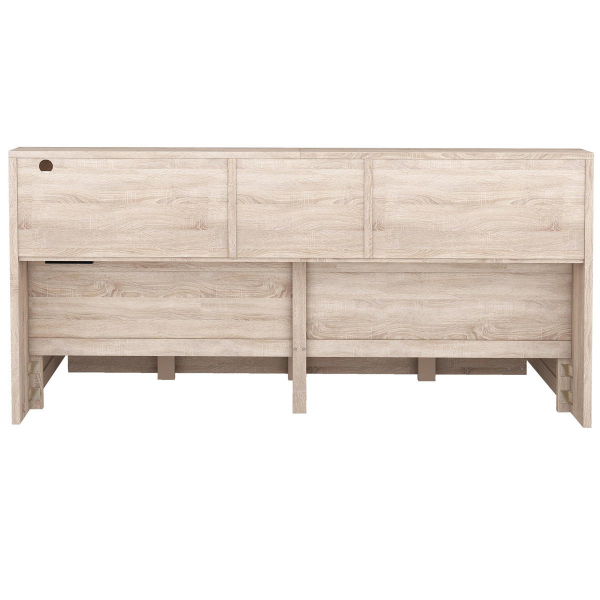 POLSTERBETT aus Spanplatte & MDF 140x200 cm in Natur mit LED & Ausziehbett - Naturfarben, Holzwerkstoff (140/200cm) - Modfu