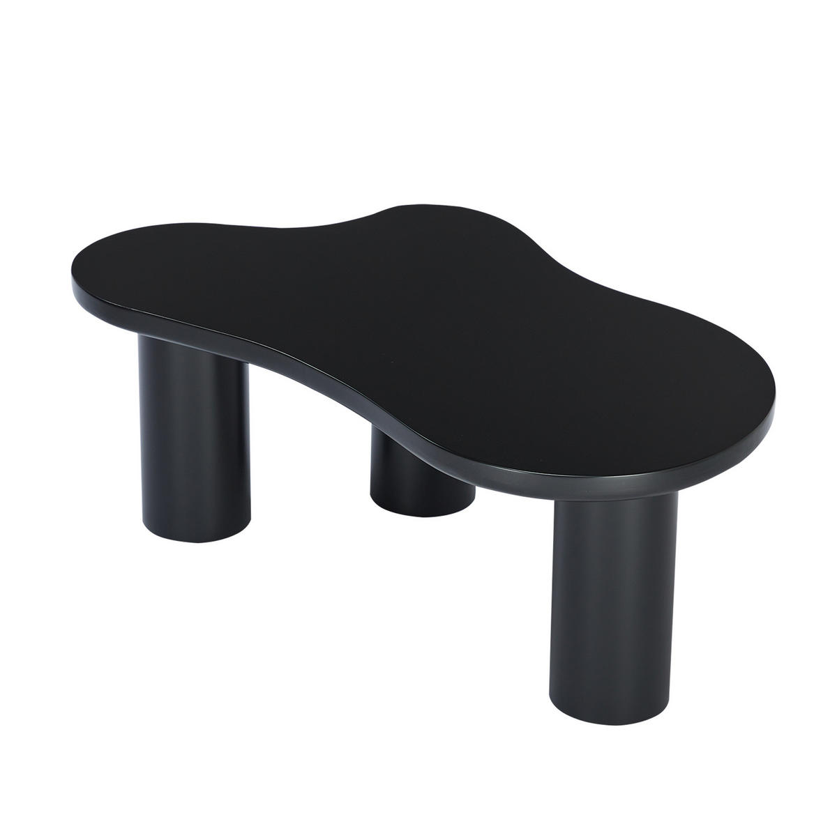 COUCHTISCH aus MDF und PVC 107x66x40,5 cm in Schwarz mit Filzunterlagen - Schwarz, Holzwerkstoff (107/66/40.5cm) - Modfu