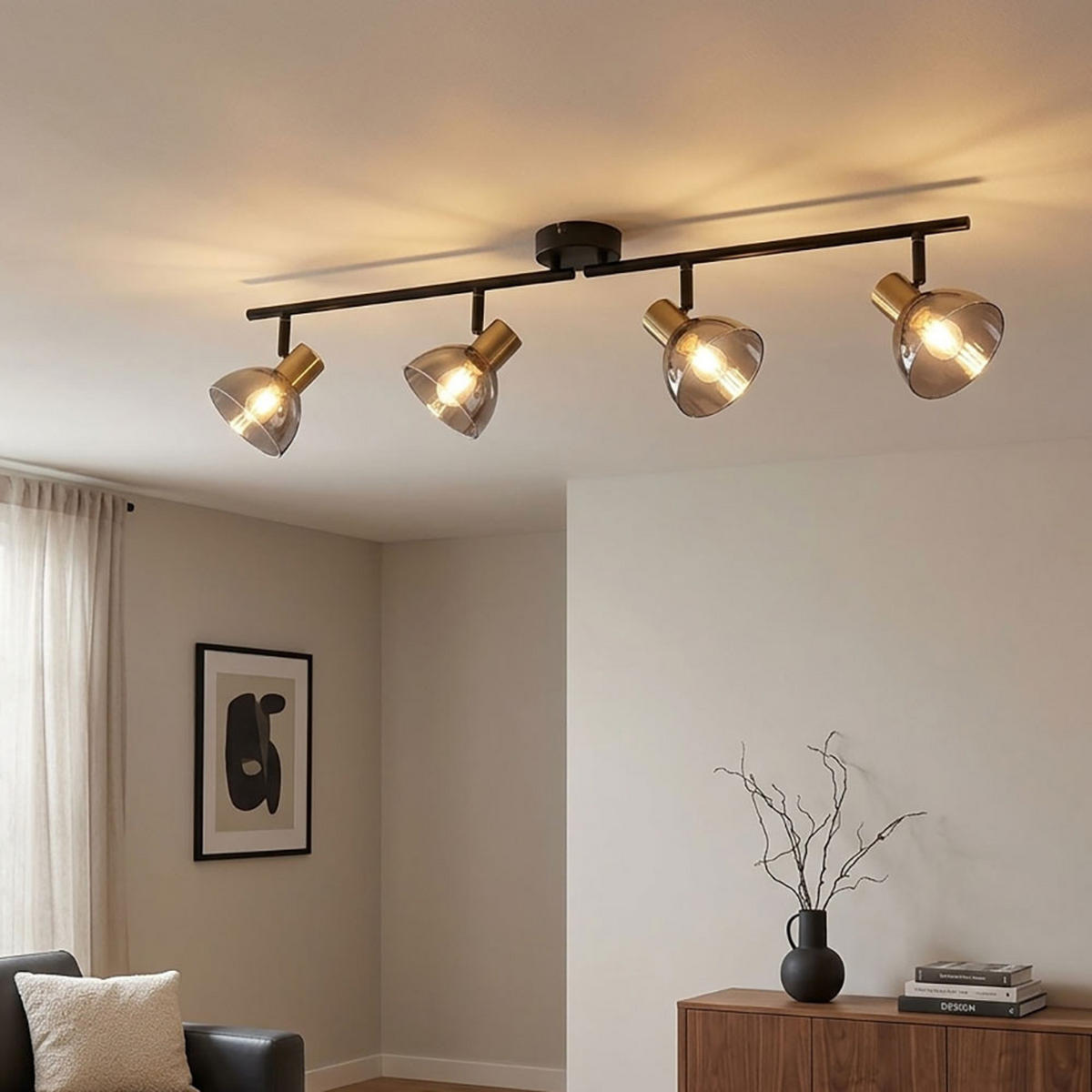 LED DECKENLEUCHTE JAY Metall Schwarz - Schwarz, Glas (79/11/17.5cm) - Globo Lighting