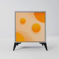 SIDEBOARD ORANGE ARRANGEMENT, Grau, 57,5x42x70,5 cm, Schwarze Metall-Sternfüße - Multicolor/Schwarz, Holzwerkstoff/Metall (57.5/70.5/42cm) - SpaceRebels