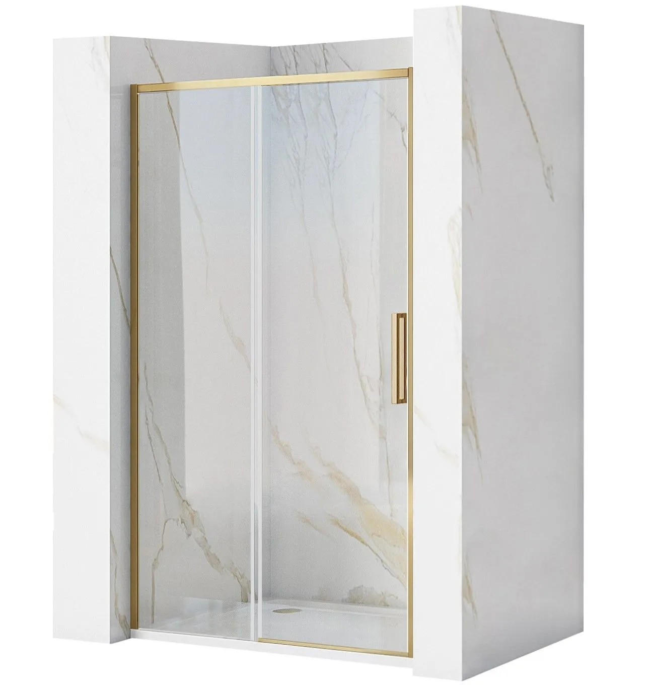 DUSCHTÜR Rea Rapid Slide 140 Gold Brush - Goldfarben, Glas (141/195cm) - REA