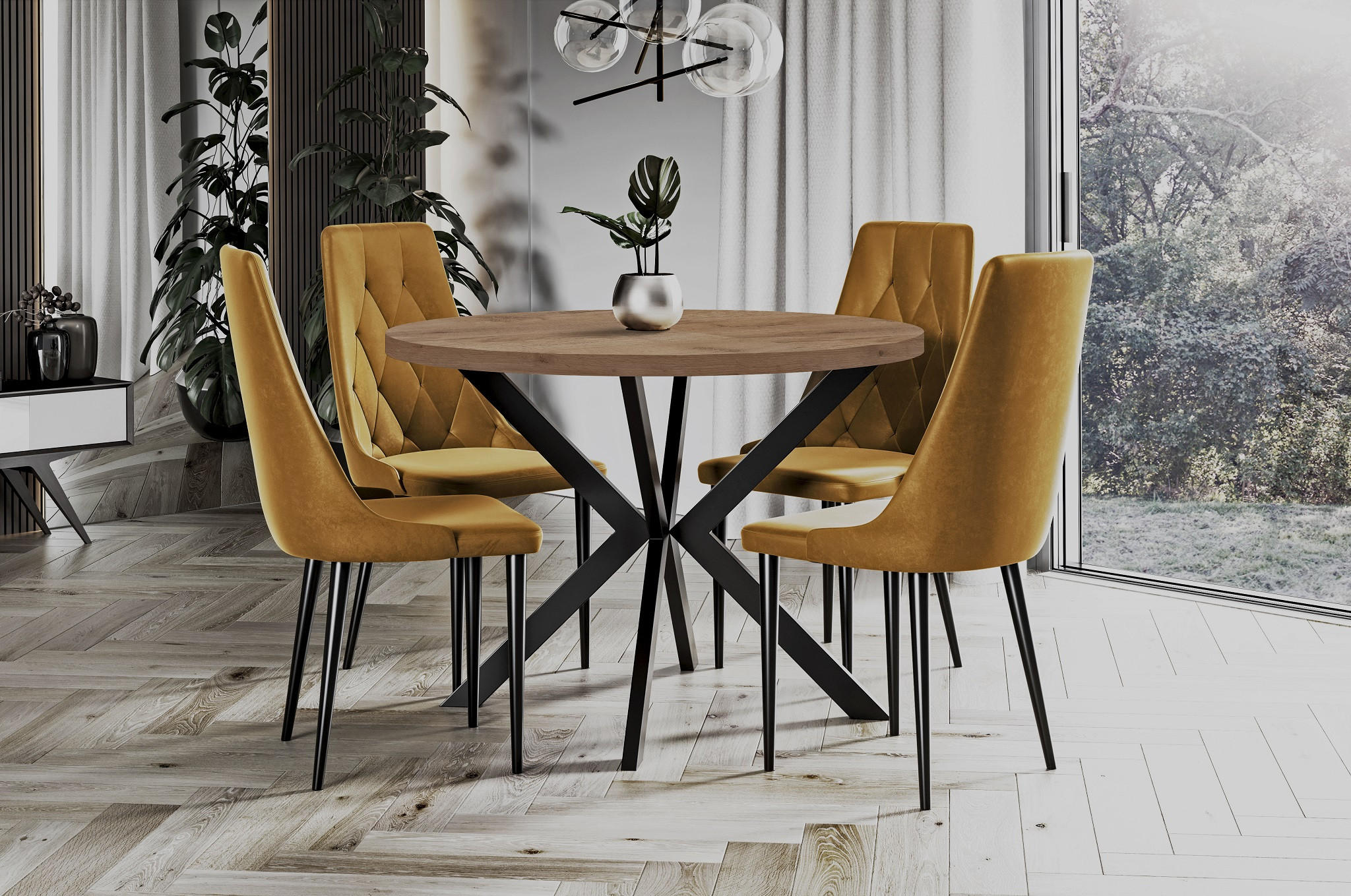 ESSTISCH ENDIK, Durchmesser: 100 / 200 cm, Farbe: Schwarz / Weiß - Schwarz/Weiß, Holz (200/100/77cm) - Dekori_Interiors
