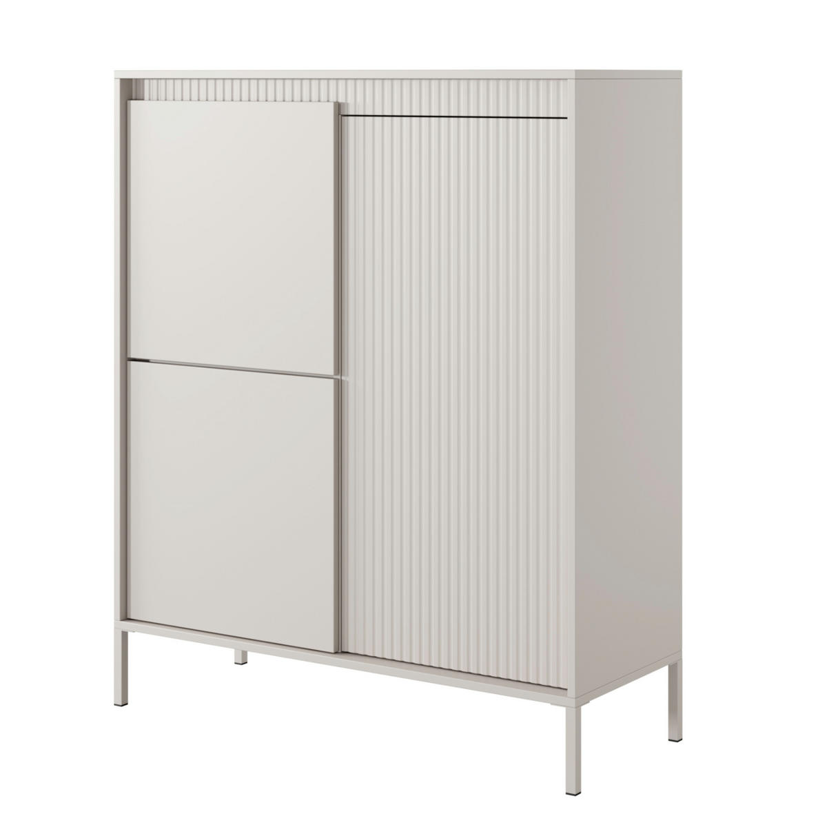 HIGHBOARD SELBU KOM1 Beige - Beige, Glas/Holzwerkstoff (104/124/40cm) - Komodee