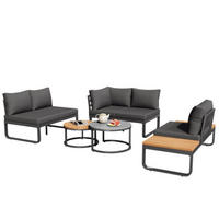 GARTENMÖBEL,4-5 Sitzplätze,2 stapelbare Couchtische,grau - Grau, Metall - Vallsero