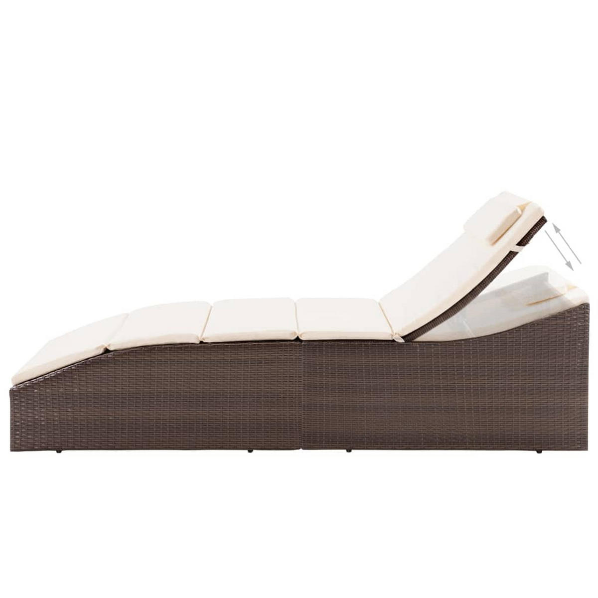 SONNENLIEGE mit Polsterauflage Poly Rattan Braun - Braun, Holz (192/95/62cm) - furnicato