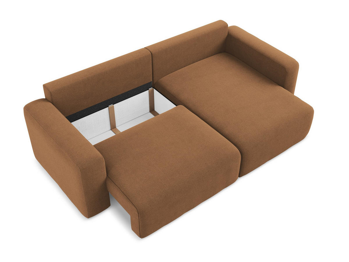 ECKSOFA mit Schlaffunktion rechts Strukturstoff Stoff Orange - Beige/Terra cotta, Kunststoff/Textil (244/149cm) - Makamii