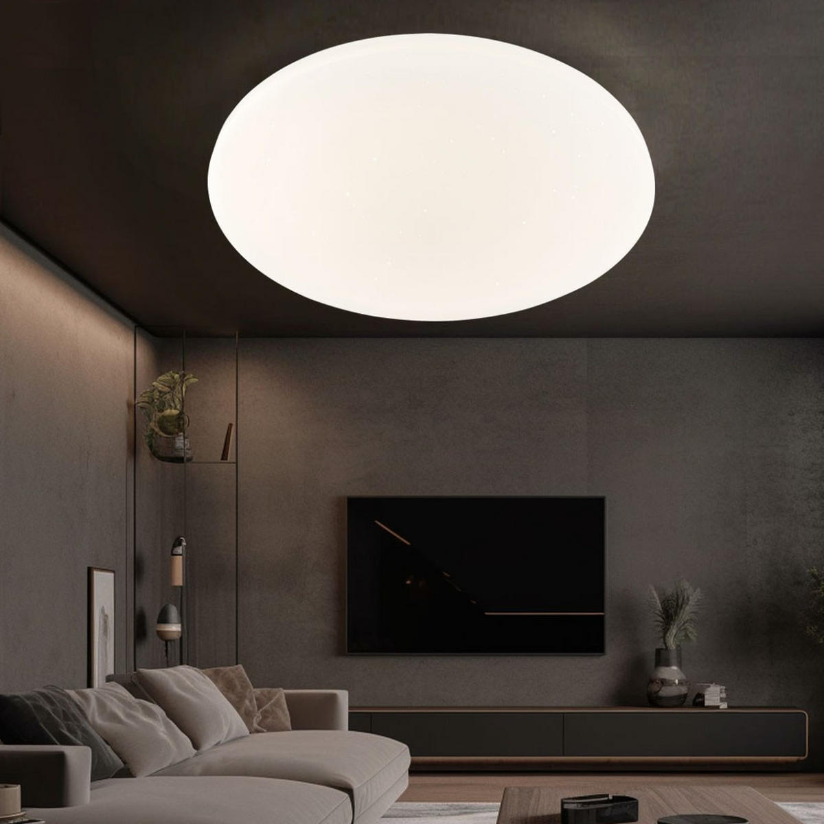 LED DECKENLEUCHTE Weiß mit Sterneneffekt - Weiß, Metall (54/54/7.6cm) - Globo Lighting