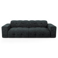 SOFA 4-SITZER geprägter Samt Anthrazitgrau 230cm - Dunkelgrau/Anthrazit, Textil (230/85/92cm) - Sia Home
