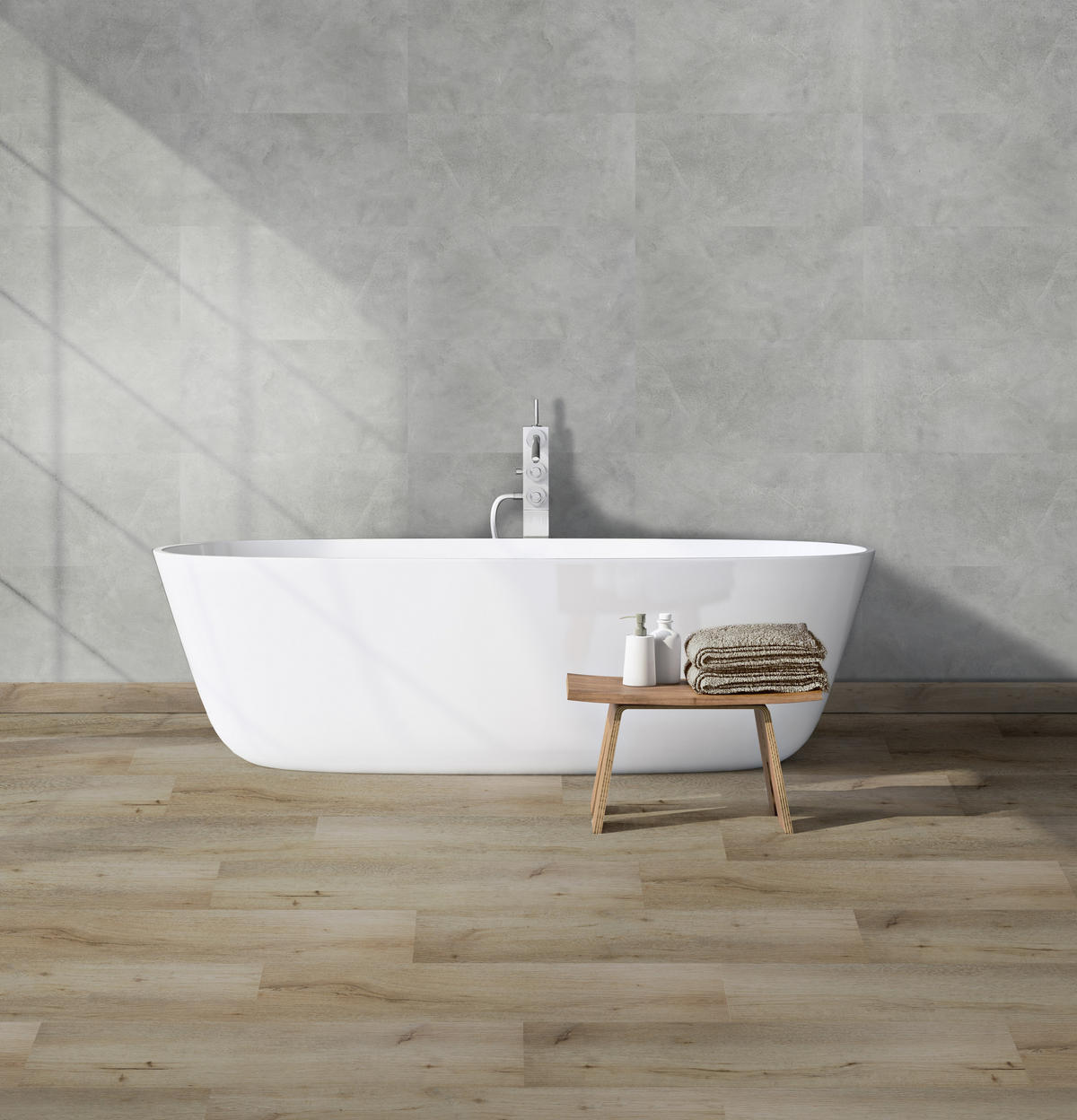 AQUA Click Tiles - Wasserdichte Wandpaneele und Bodenpaneele für Badezimmer - Brighton - grau - 12 Paneele (2,23m²) - Hellgrau, Kunststoff (61/30.5/0.4cm) - Aqua-Step® 