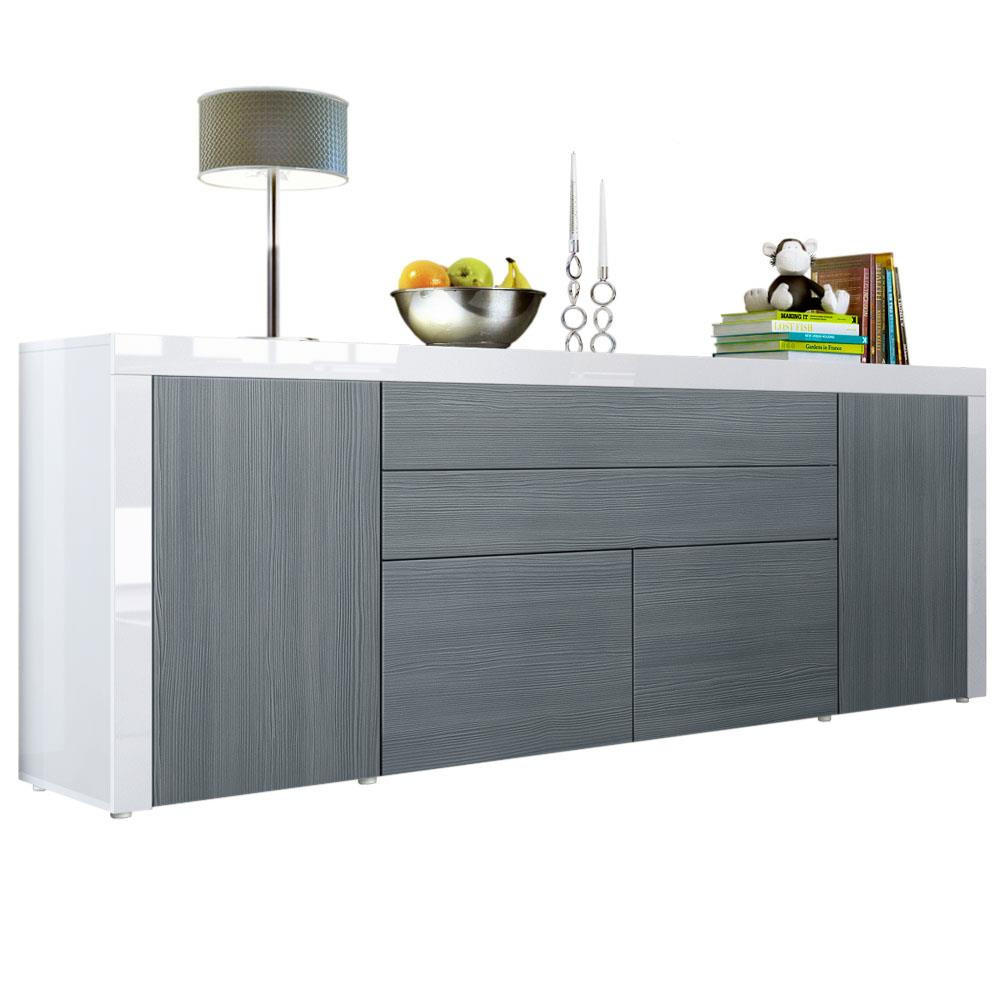 SIDEBOARD La Paz Avola-Anthrazit / Weiß Hochglanz - Anthrazit, Holzwerkstoff (200/72/35cm) - Vladon