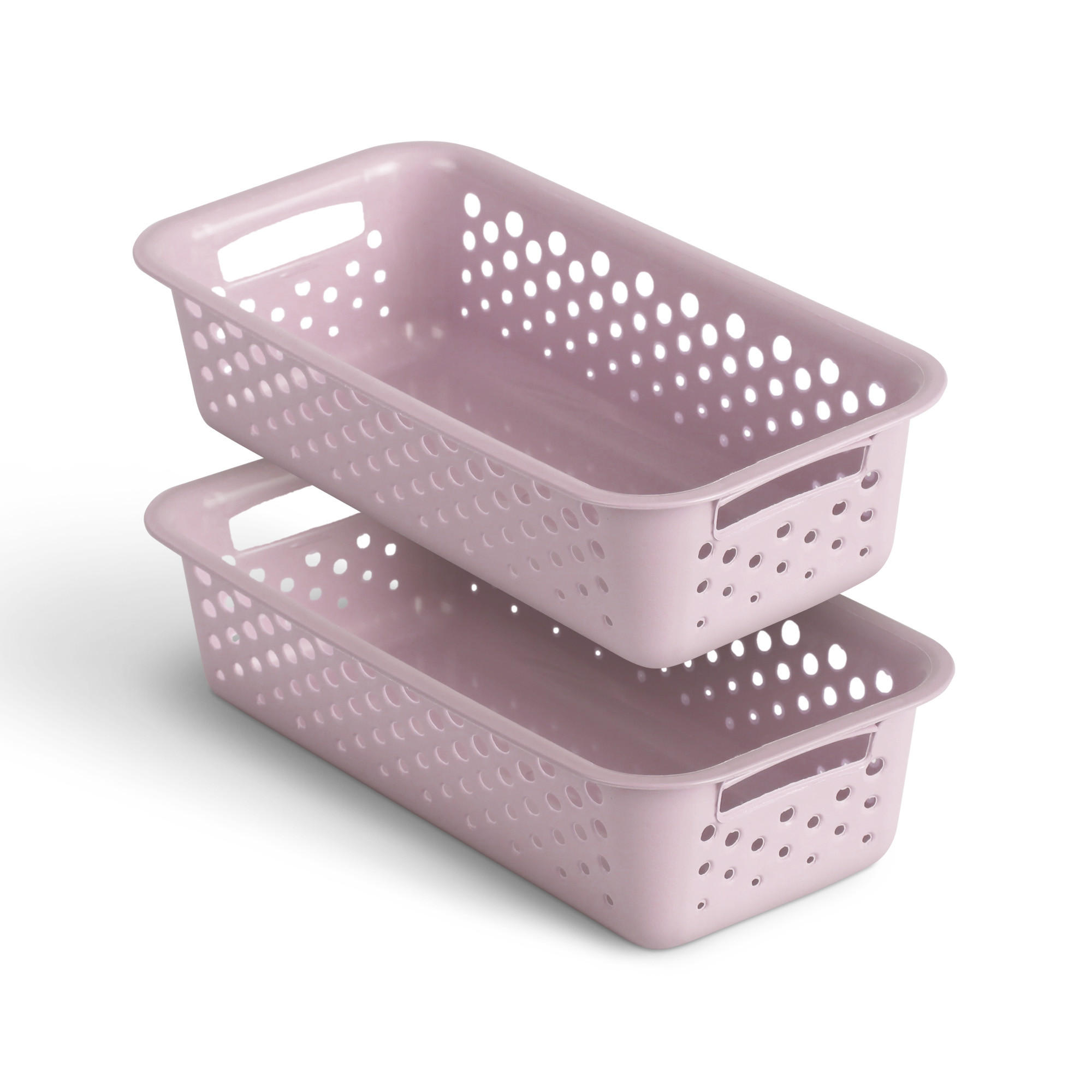 AUFBEWAHRUNGSKORB Rosa 20x10x5 cm - 2er Pack - Rosa, Kunststoff (10/5/20cm) - ProHome