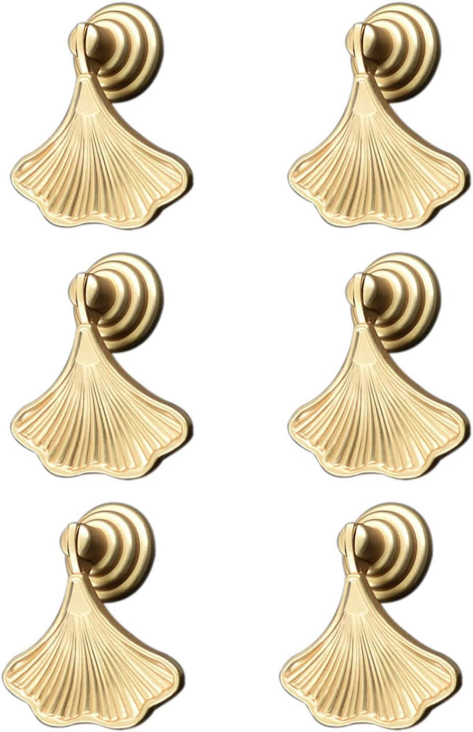 SCHRANKKNOPF Gold Ginkgo 6er-Set - Orange, Metall (2.4/2/2.4cm)