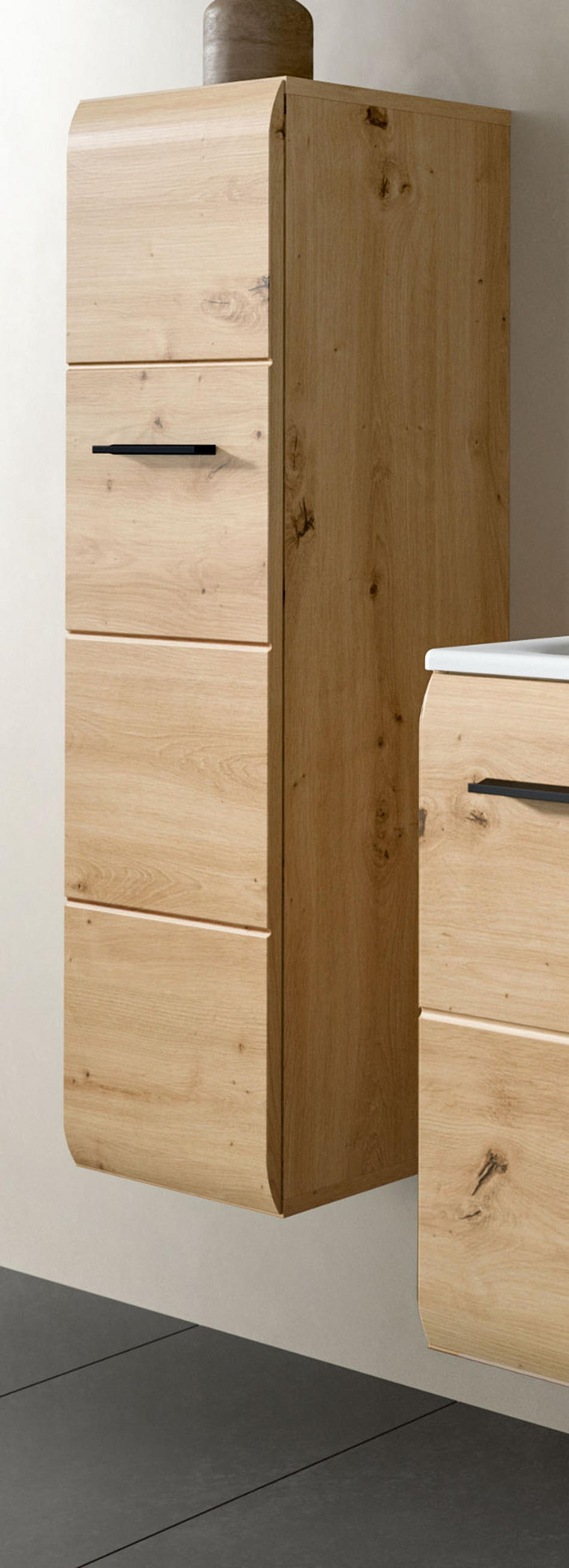 BADKOMMODE Eiche Artisan, Badezimmer Kommode hängend oder stehend 30 x 60 cm, Cover - Schwarz/Eiche Artisan, Holzwerkstoff/Kunststoff (30/106/30cm) - Inn.Furn