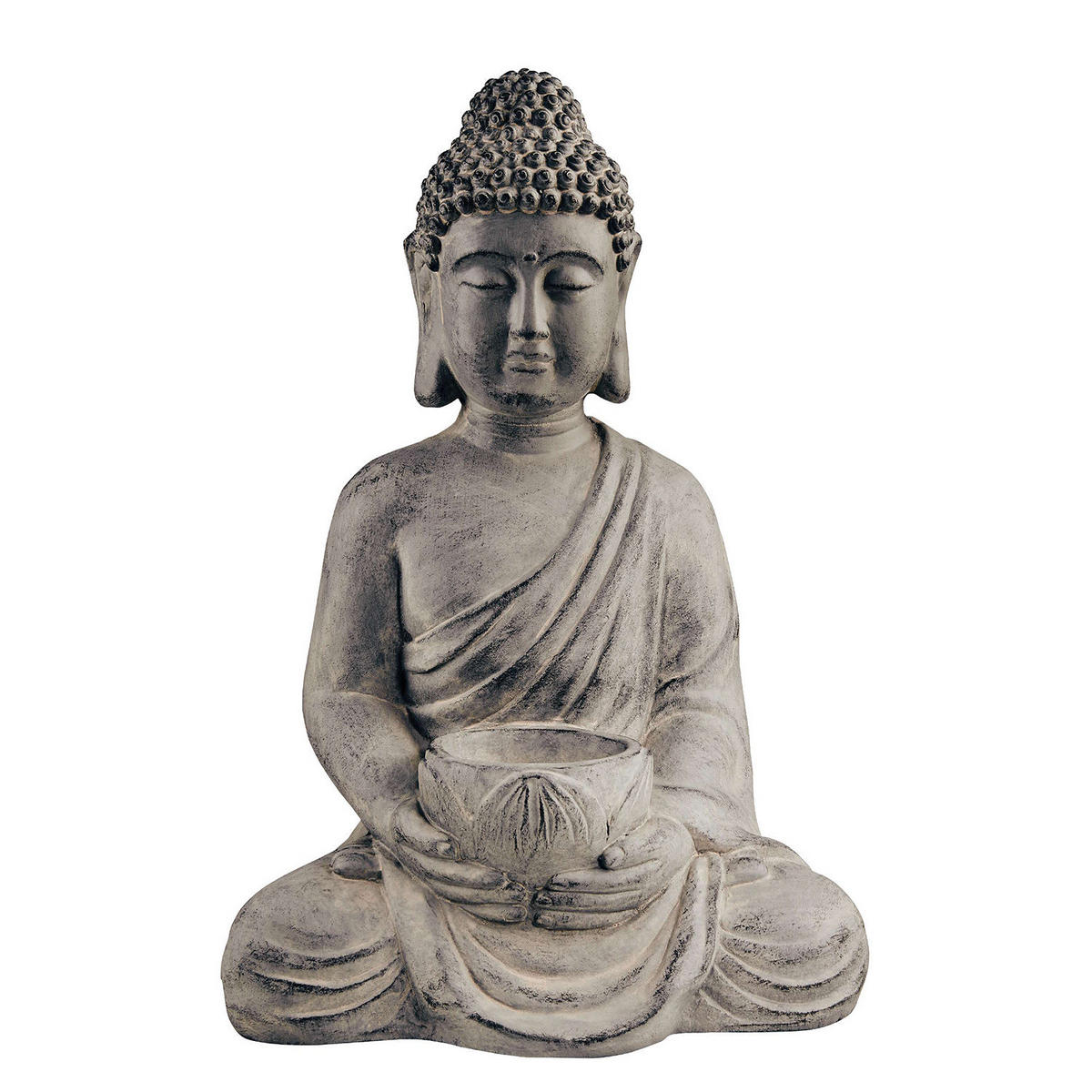 KERZENHALTER Buddha - Grau, Stein (30/46/23cm) - Butlers