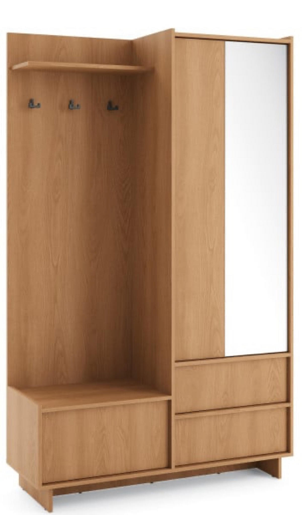 GARDEROBE Eiche Sumi 125x39 cm Mit Spiegel Aus Holzwerkstoff - Eichefarben, Holzwerkstoff (125/201/39cm) - Sepro Meble