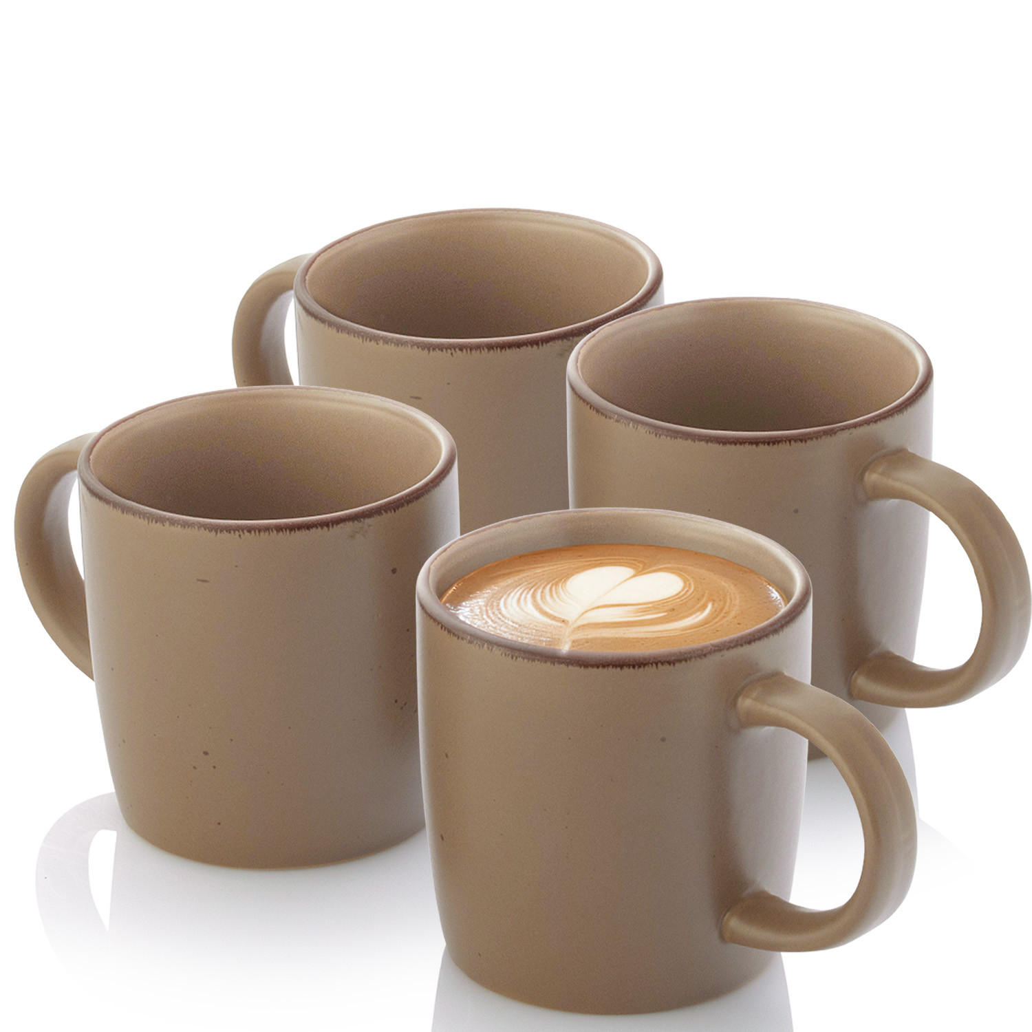 KAFFEEBECHER BOMBAY OAK - 4 teilig aus Steingut - Braun, Stein (0.8L) - Sänger