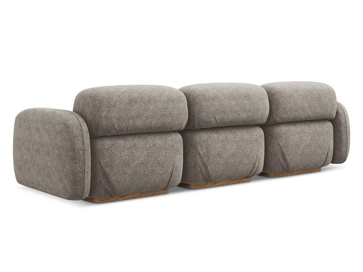 4-SITZER-SOFA Chenille Stoff Grau - Taupe/Braun, Holz/Textil (270/73/95cm) - Makamii