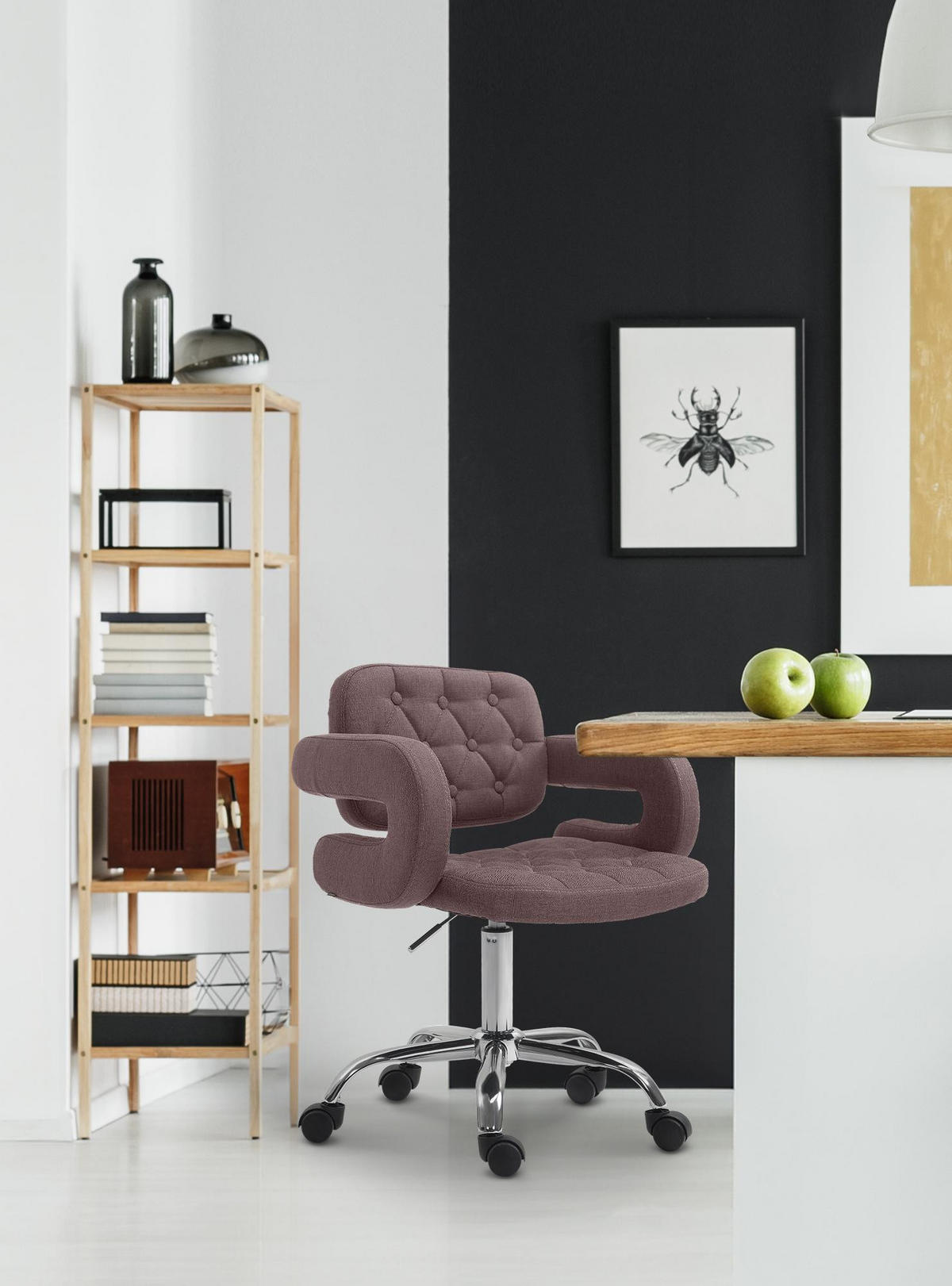 DREHSTUHL Stoff braun - Chromfarben/Braun, Textil/Metall (62/78/55cm) - CLP