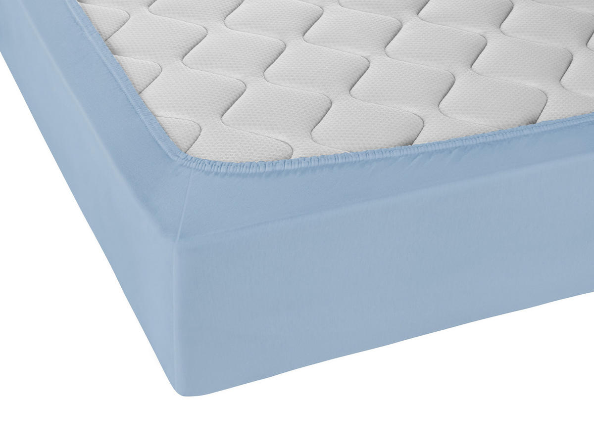 SPANNBETTTUCH Jersey eisblau, 90x190 cm - 100x220 cm - Hellblau, Textil (100/220cm) - biberna